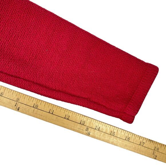Karen Scott Cardigan Sweater Womens S Red Chunky Cable Knit Granny Cozy Academia - Picture 15 of 16